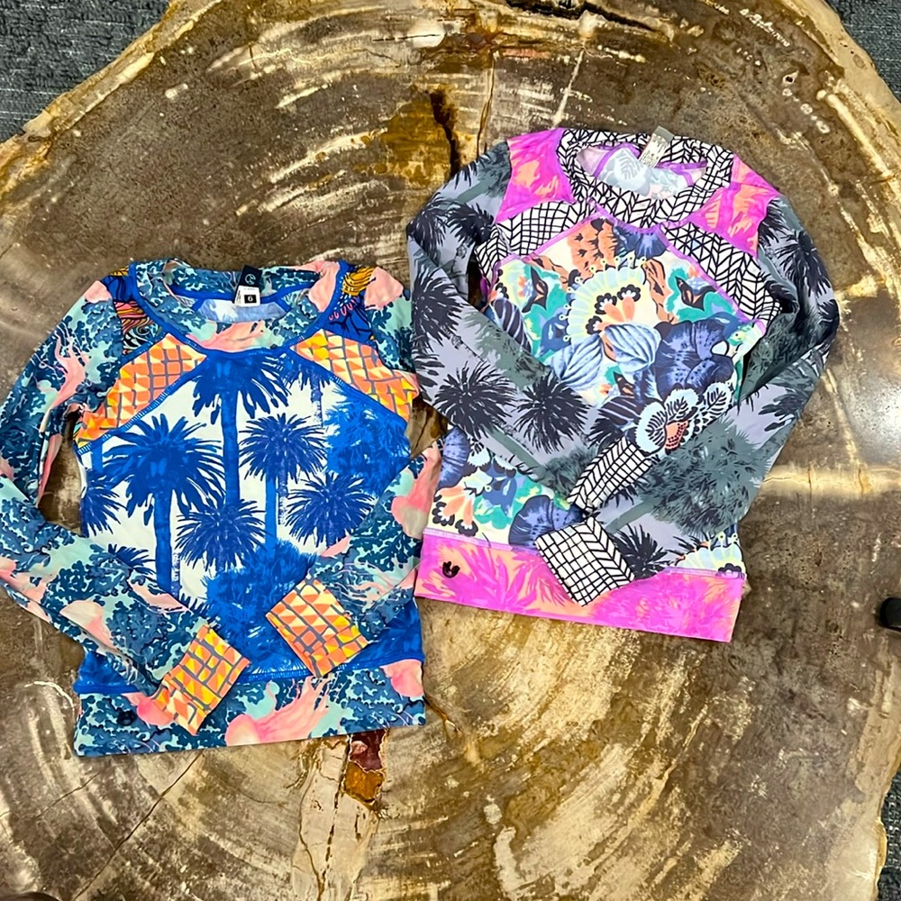 2 Maaji Rashgaurds girls size 6 and 8